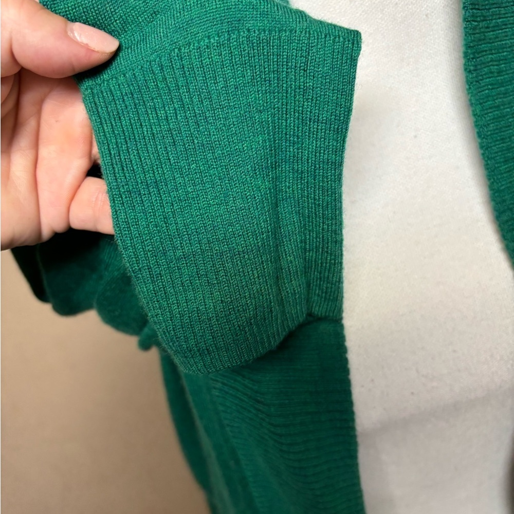 Talbots Emerald Green Open Front Cardigan Pure Merino Wool - Picture 3 of 6